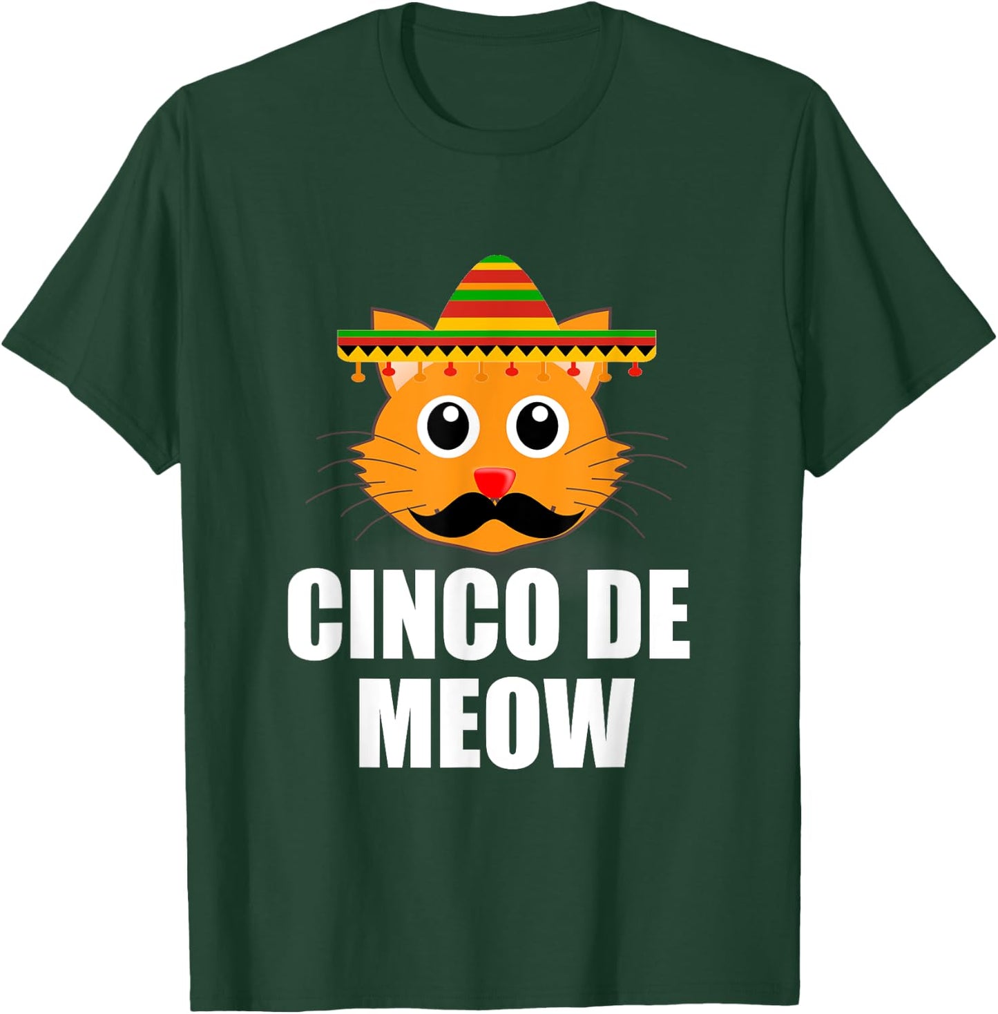 Vintage Cinco De Mayo Cat Lover Meow Pun T-Shirt - T-Shirt | Forest