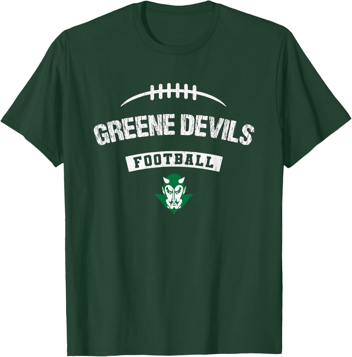 Greeneville Greene Devils Logo Football Distressed HS T-Shirt - T-Shirt | Forest