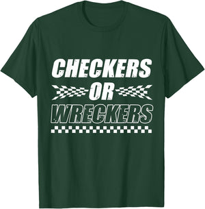 Checkers Or Wreckers Car Racing Motorsports T-Shirt - T-Shirt | Forest