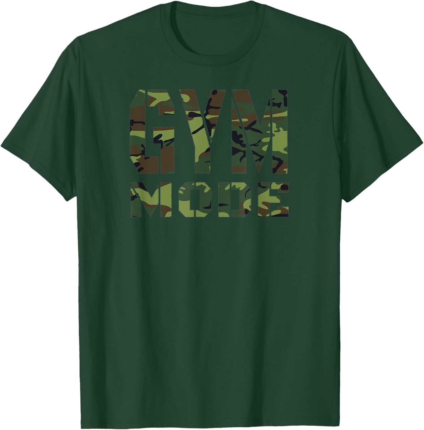 Gym Workout Fitness Bodybuilding Camouflage Weighlifting T-Shirt - T-Shirt | Forest