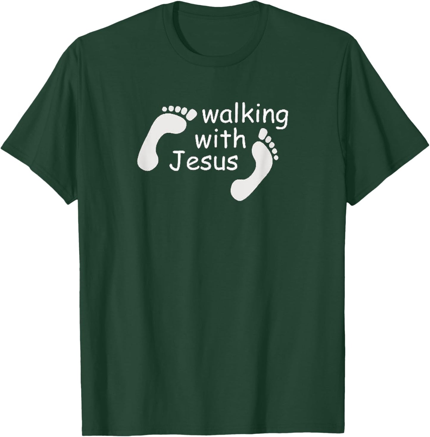 Walking With Jesus Funny Human Footprint Christian Faith T-Shirt - T-Shirt | Forest