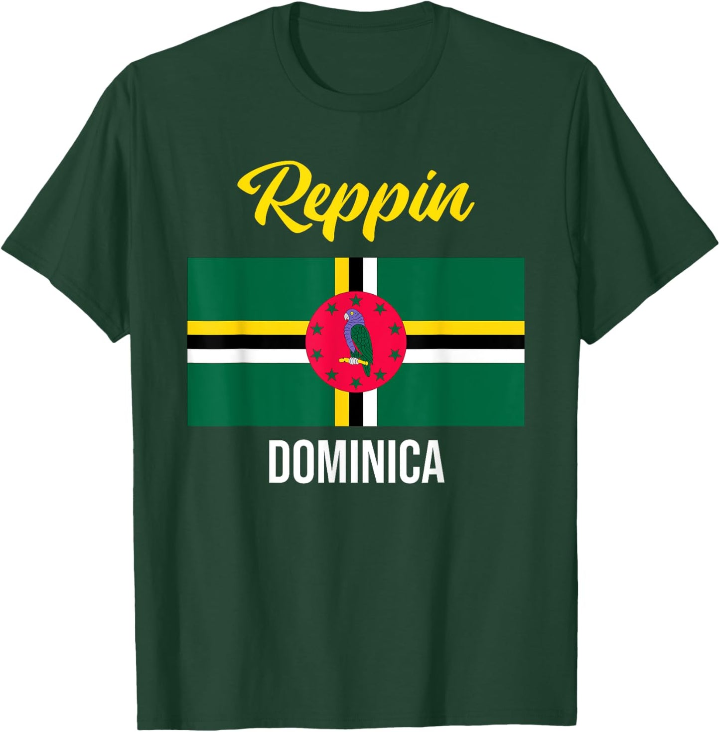 Dominica Flag Reppin West Indies Vacation T Shirt T-Shirt - T-Shirt | Forest