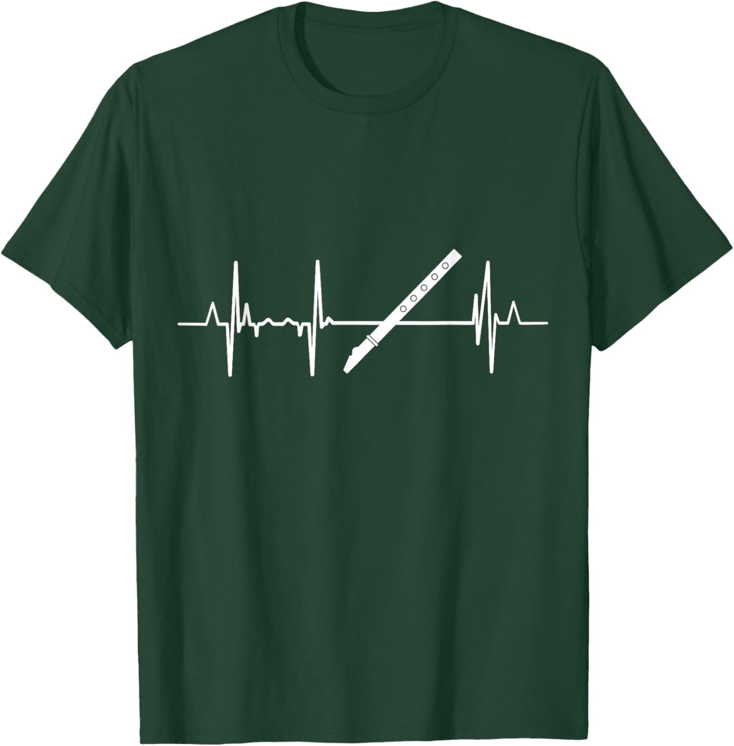 Heartline Flute Player Heartbeat T-Shirt - T-Shirt | Forest