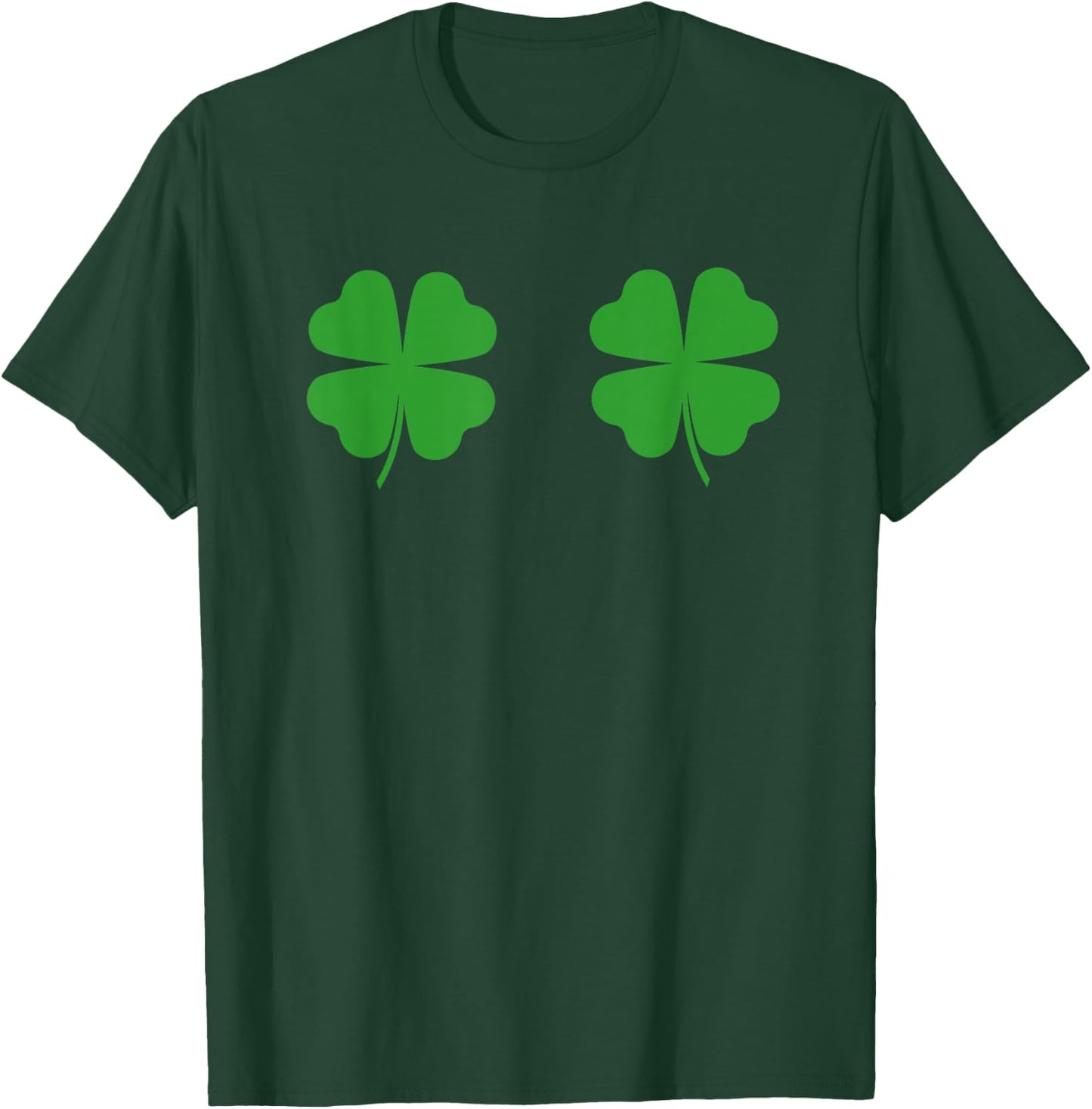Two Clovers Funny St Patrick's Day Boob Shirt Lucky T-Shirt - T-Shirt | Forest