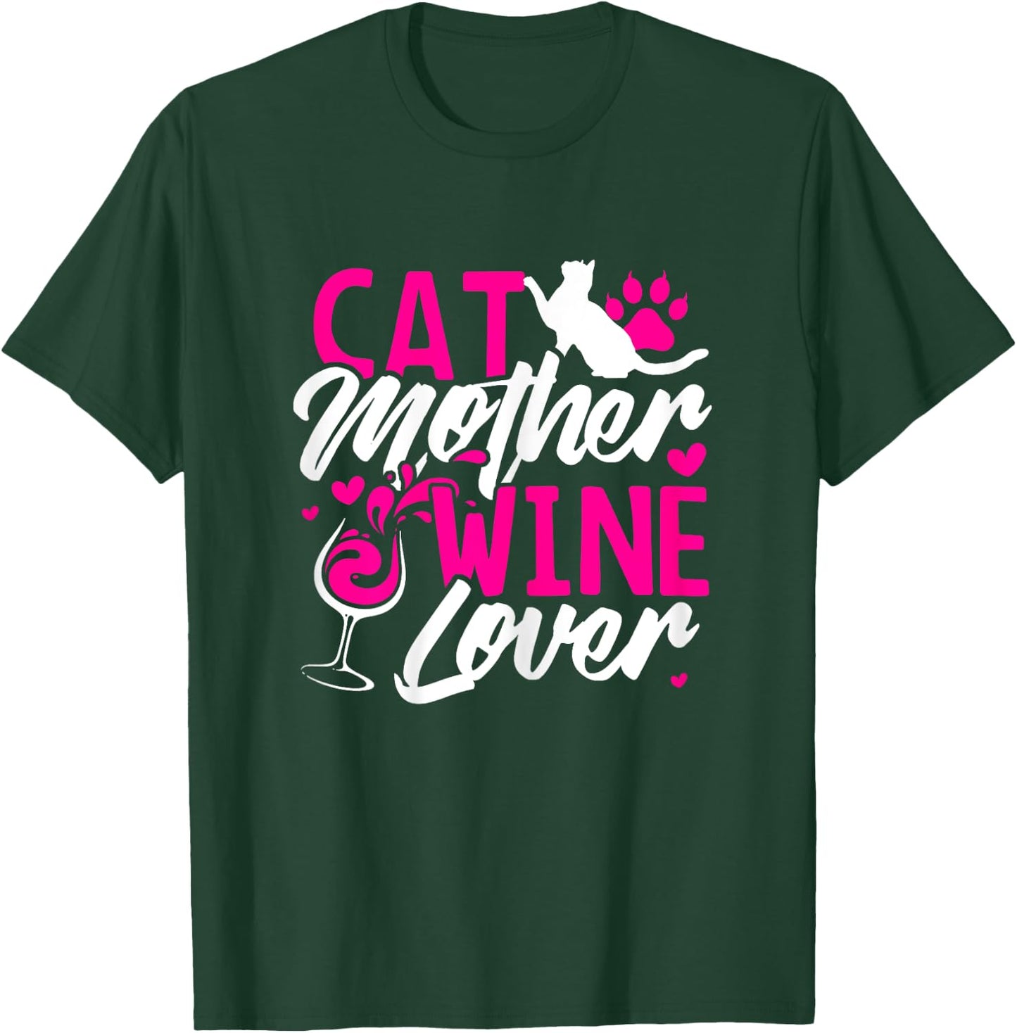 Cat Mother Wine Lover T Shirt funny Mom Gift Women T-Shirt - T-Shirt | Forest