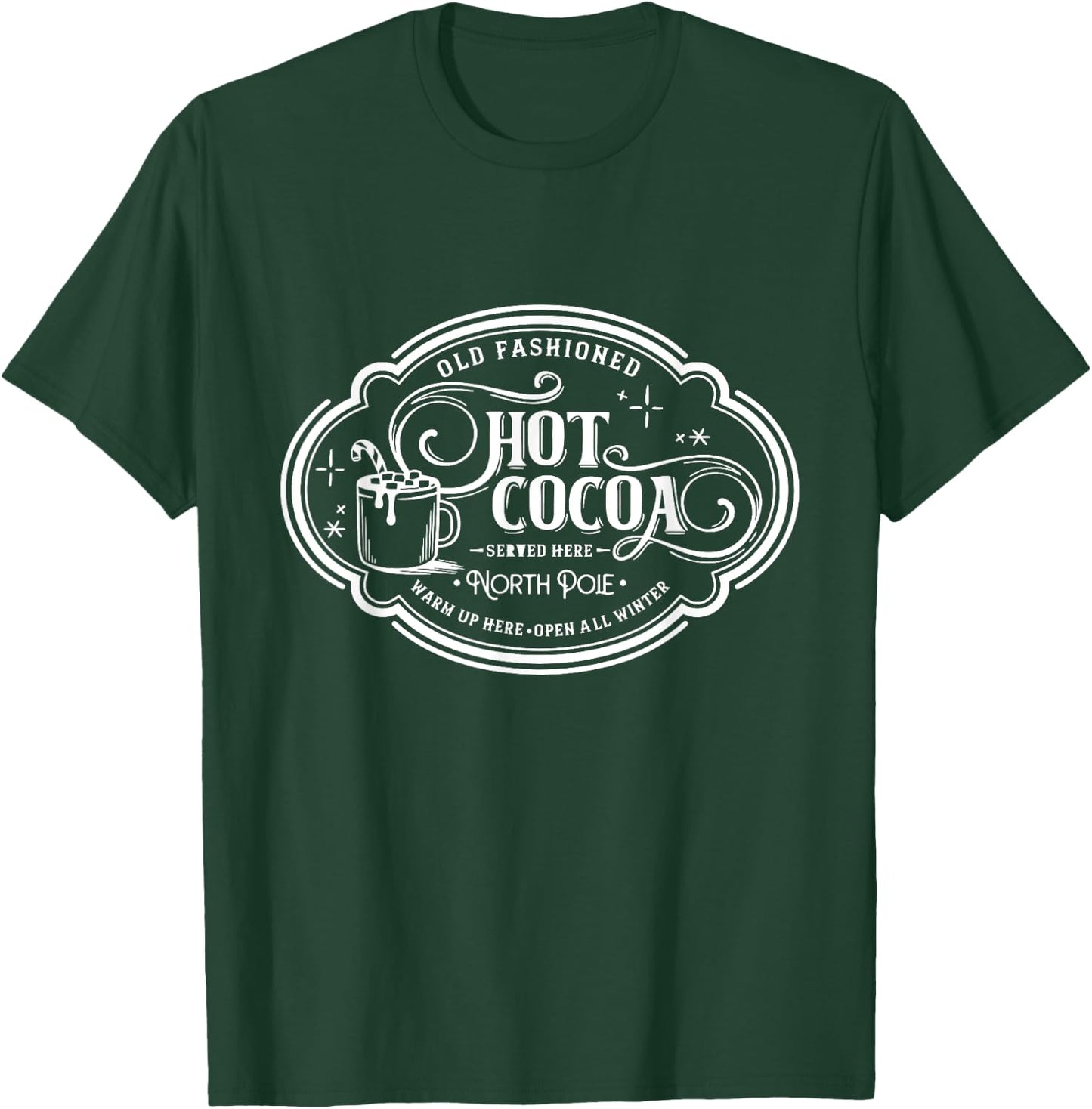 Retro North Pole Old Fashioned Hot Cocoa Coffee Lovers Xmas T-Shirt - T-Shirt | Forest