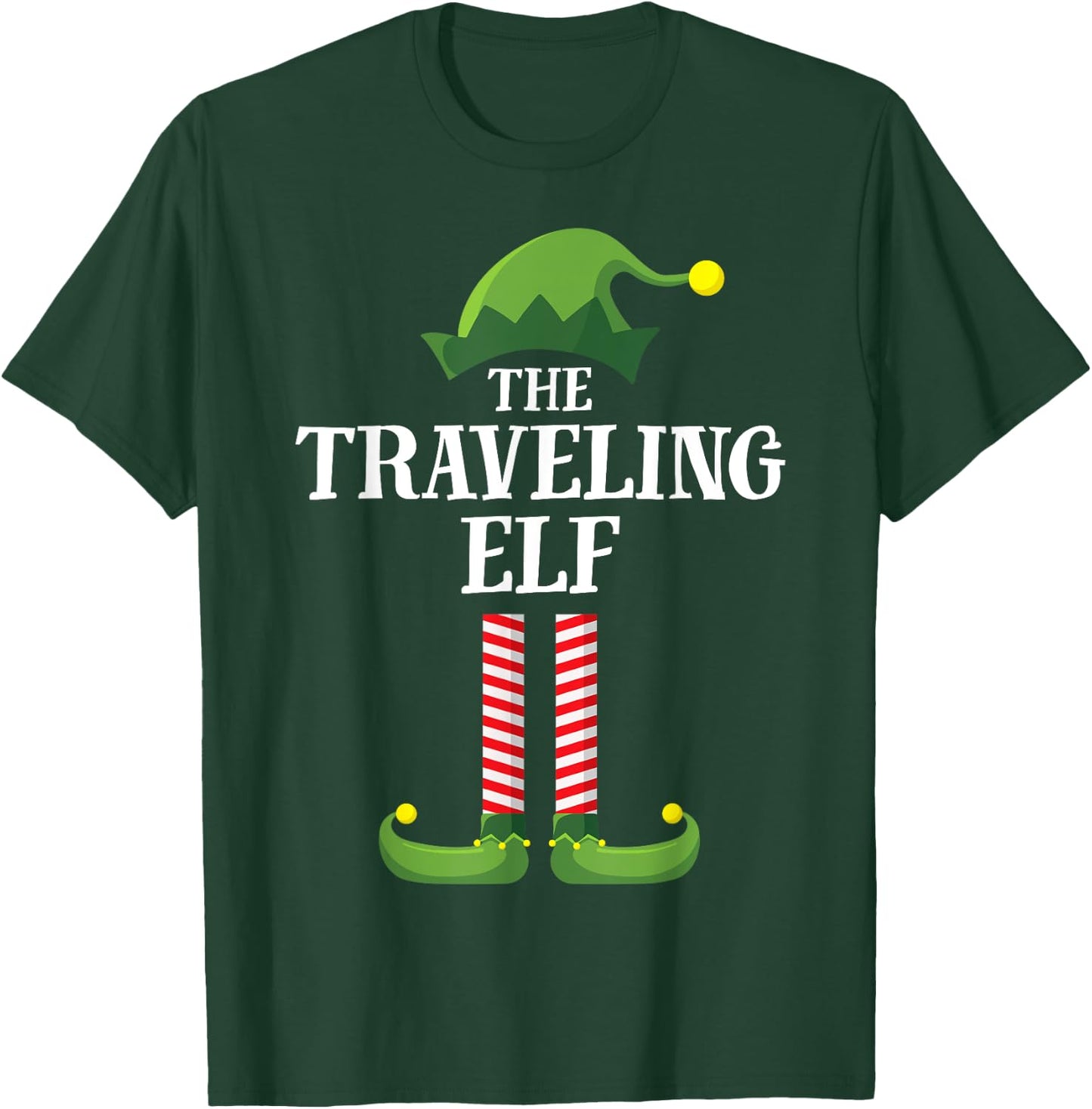 Traveling Elf Matching Family Group Christmas Party Pyjamas T-Shirt - T-Shirt | Forest