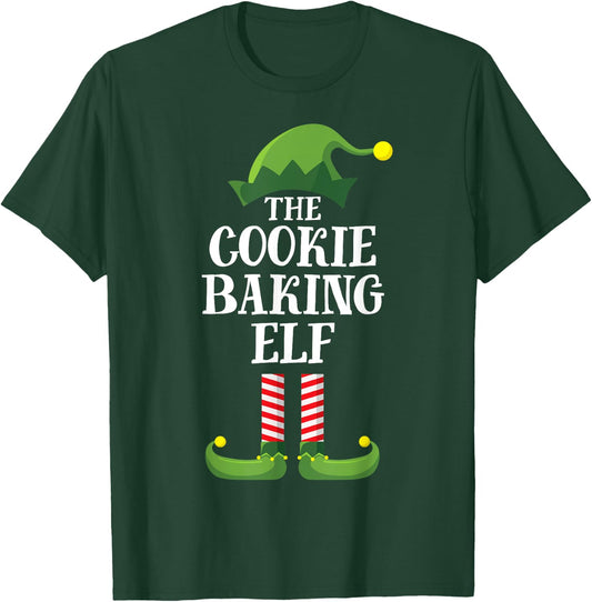 Cookie Baking Elf Matching Family Group Christmas Party PJ T-Shirt - T-Shirt | Forest