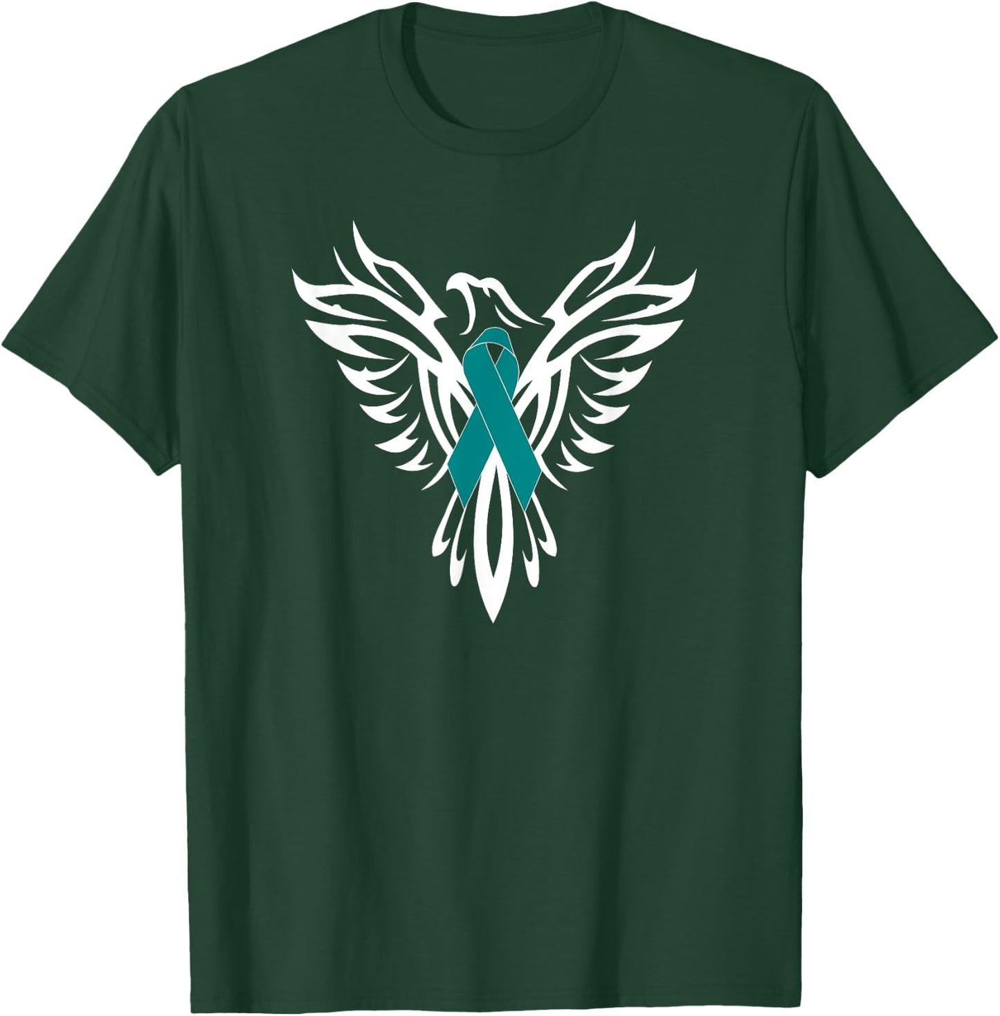 PTSD Awareness Apparel Phoenix Teal Ribbon Men Women Family T-Shirt - T-Shirt | Forest