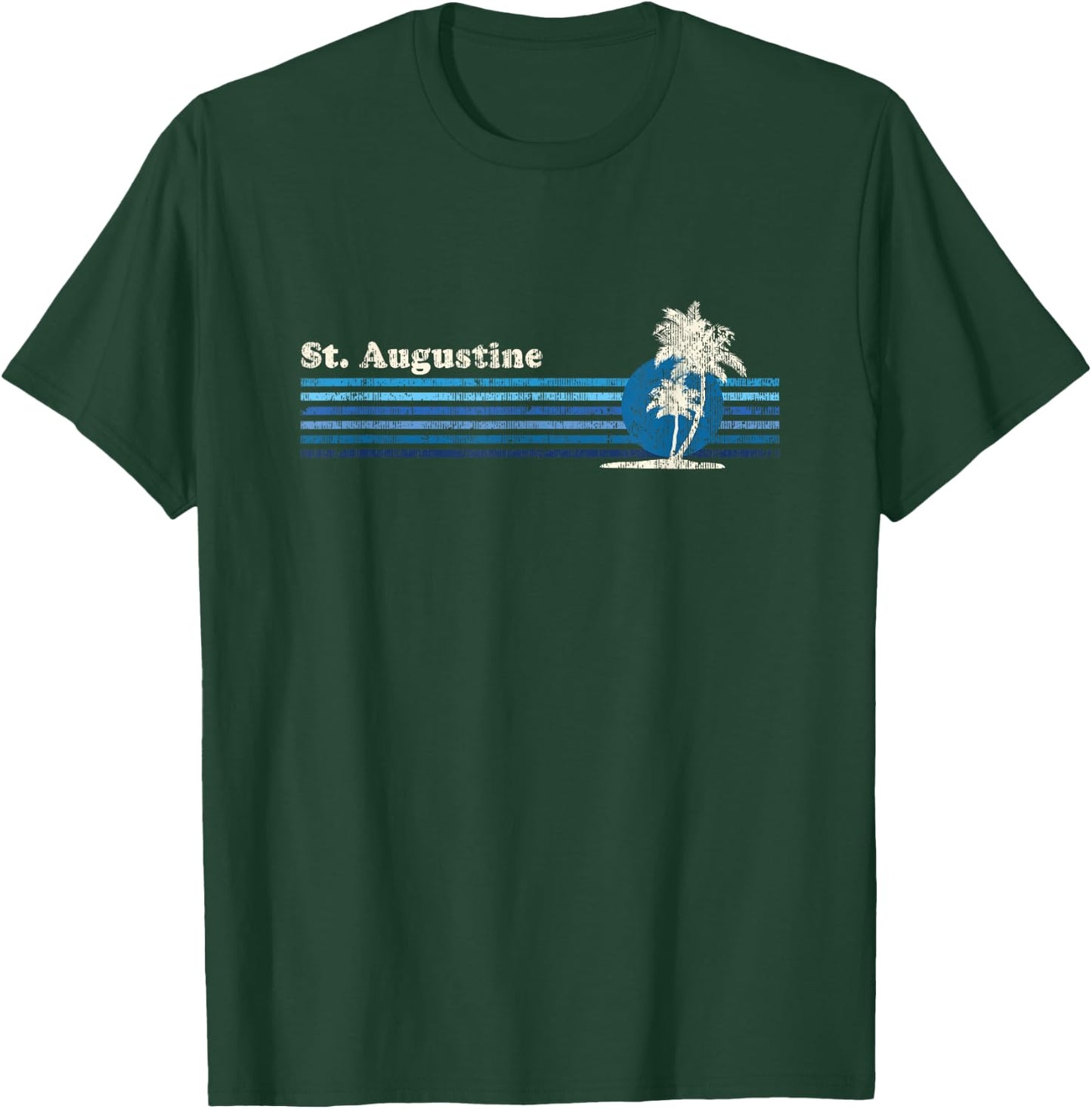 St. Augustine FL Vintage 80s Palm Trees Sunset T-Shirt - T-Shirt | Forest