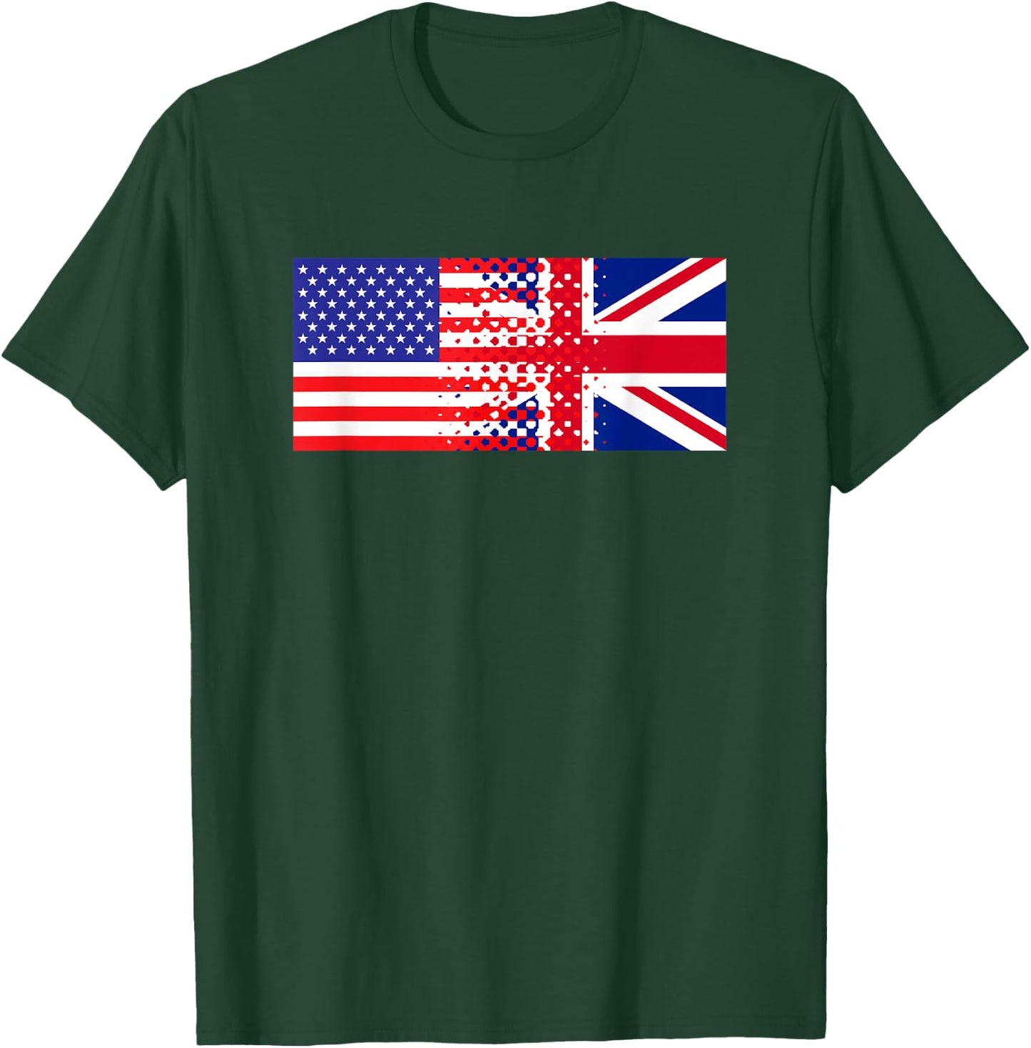 British American Flag Shirt Half English Half American Kids Men T-Shirt - T-Shirt | Forest