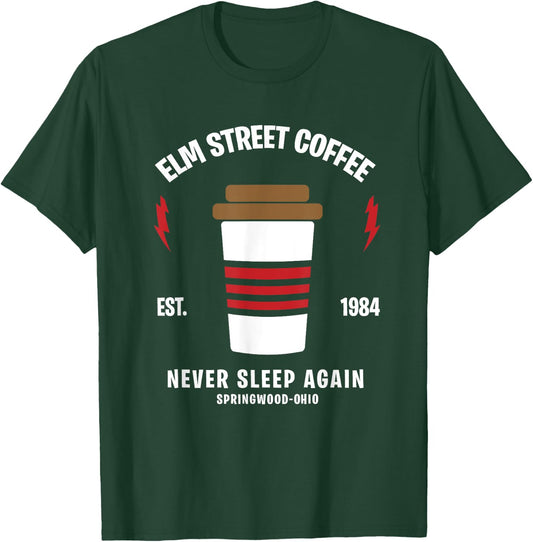 Elm Street Coffee sleeping Freddy funny Gift T-Shirt - T-Shirt | Forest