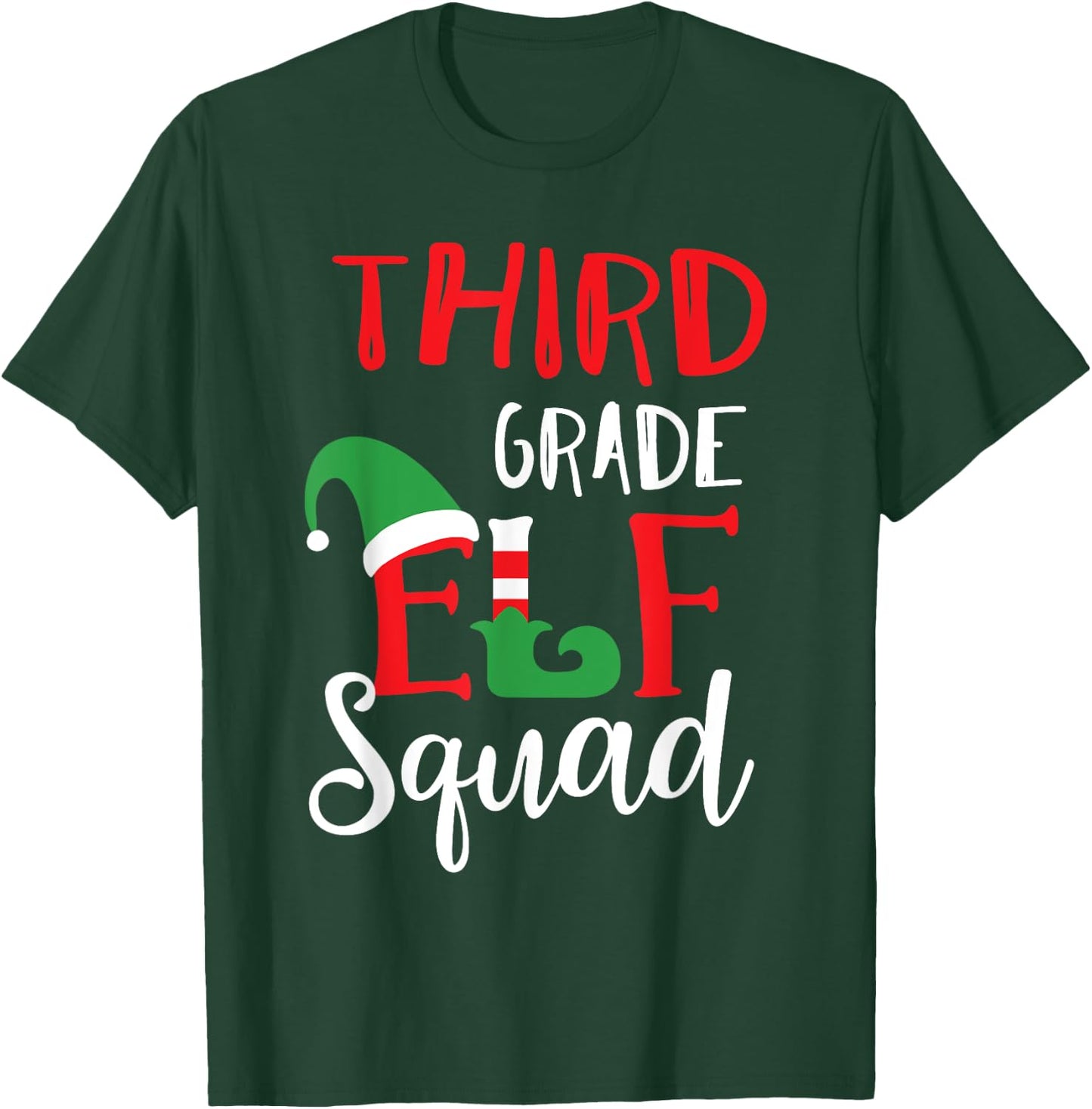 Elf Squad Third Grade Christmas Teacher Top T-Shirt - T-Shirt | Forest