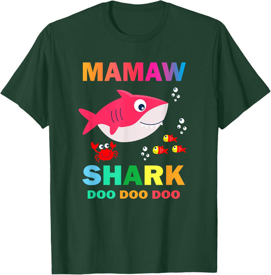 Mamaw Shark Shirt, Fathers Day Gift From Wife Son Daughter T-Shirt - T-Shirt | Forest