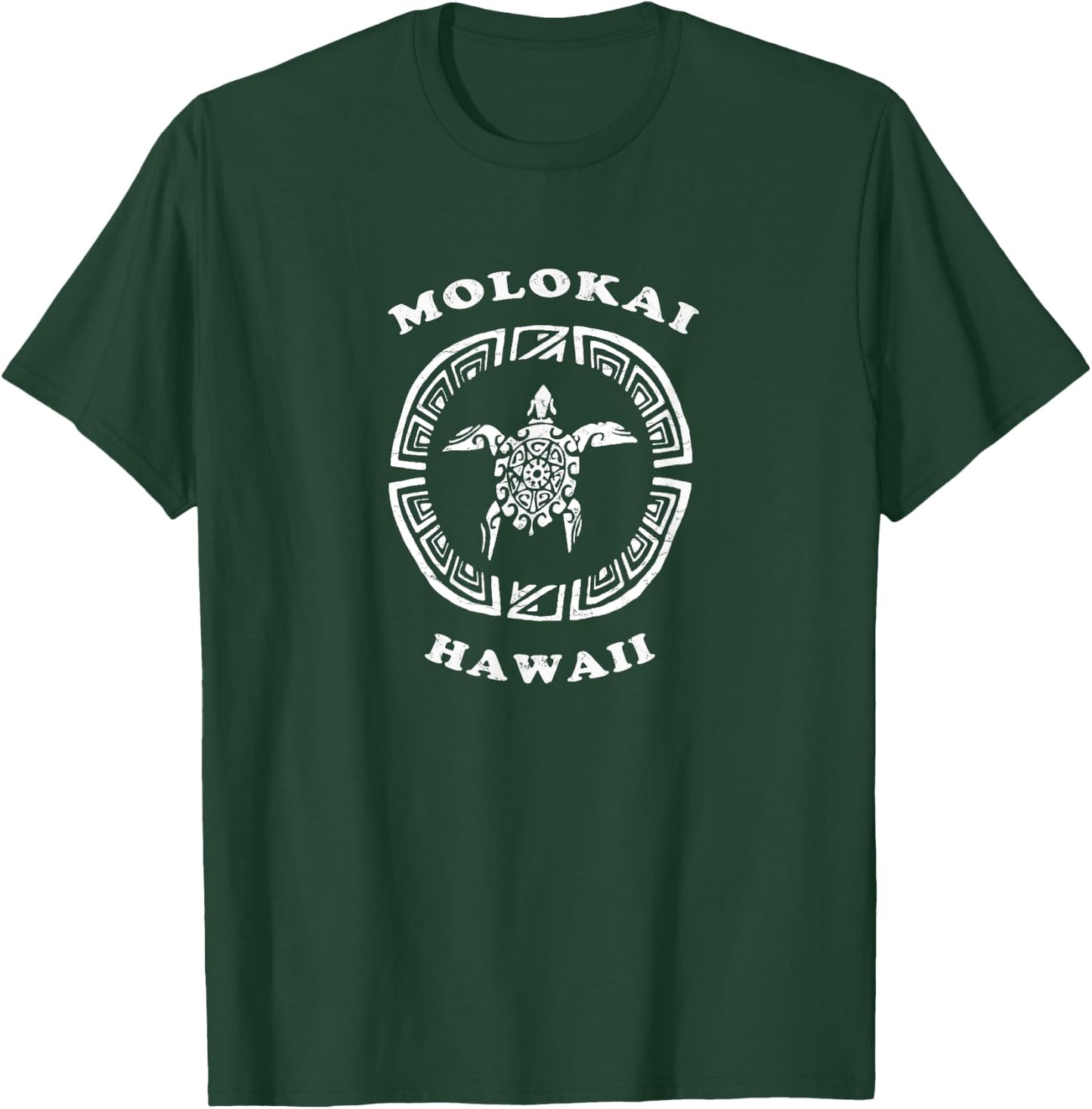 Molokai, Hawaii Vintage Retro Tribal Turtle Vacation T-Shirt - T-Shirt | Forest