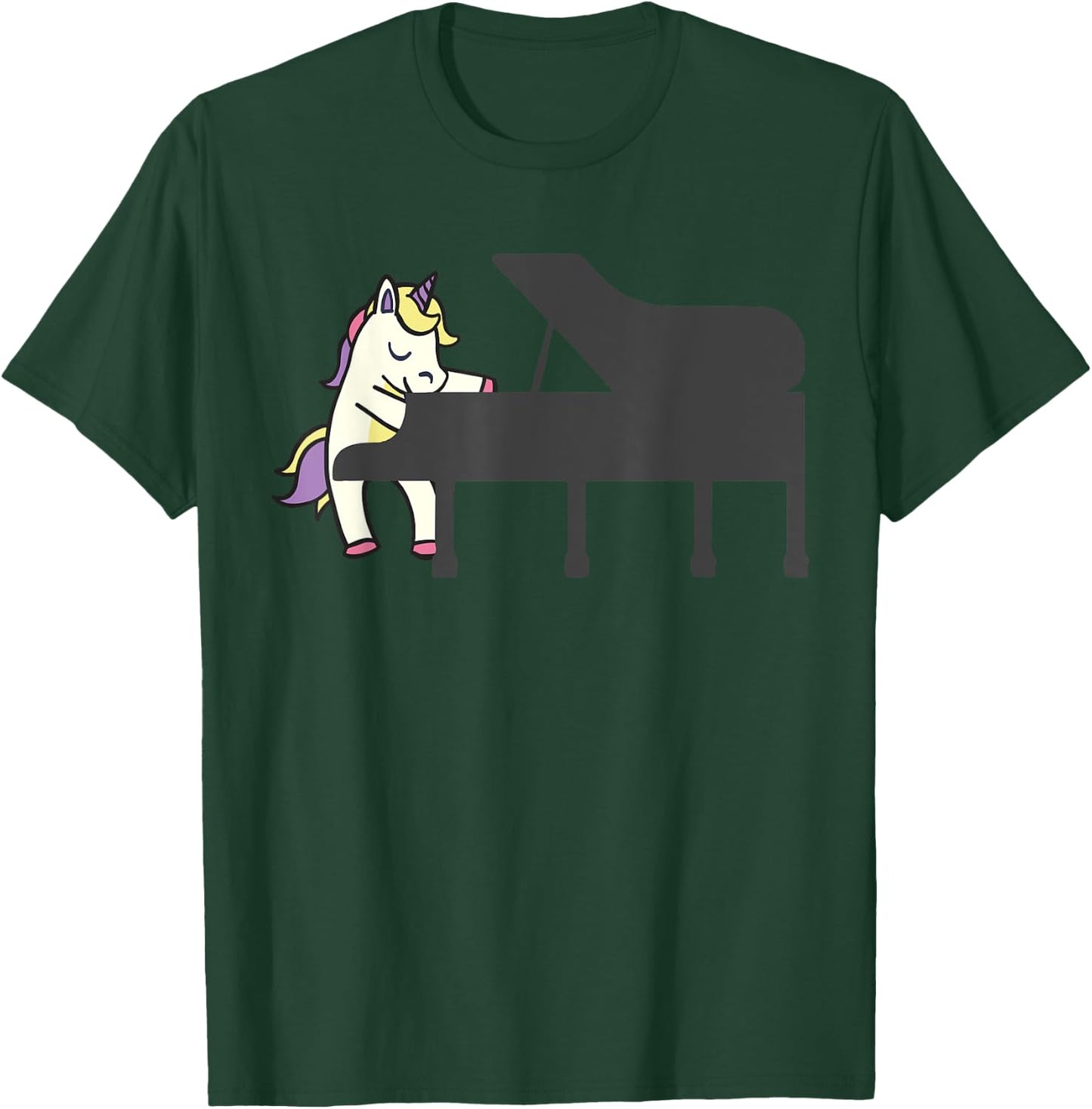 Unicorn Playing Piano Funny Magical Pianist Music Musician T-Shirt - T-Shirt | Forest