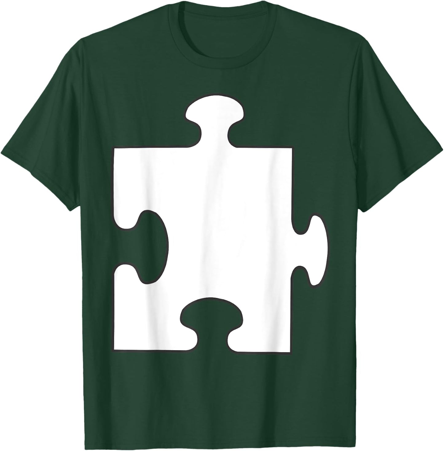 Halloween Couple Group Costumes - White Puzzle Piece Costume T-Shirt - T-Shirt | Forest