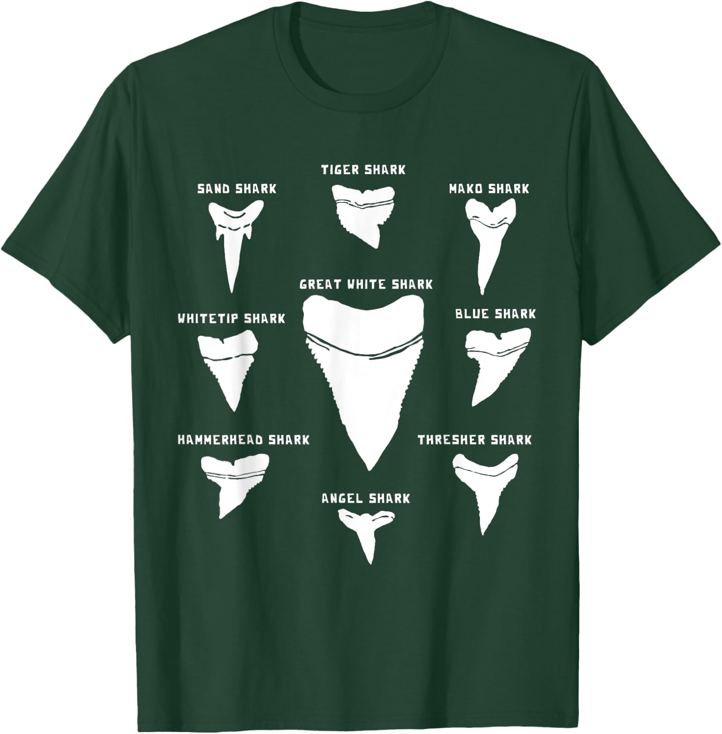 9 Types of Shark Teeth I Species Of Sharks Gift T-Shirt - T-Shirt | Forest