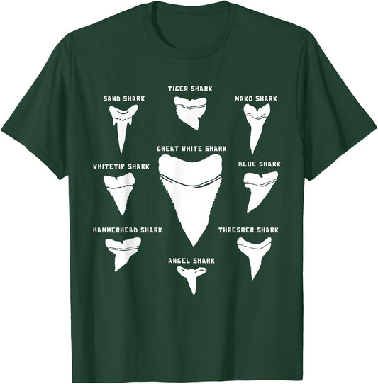 9 Types of Shark Teeth I Species Of Sharks Gift T-Shirt - T-Shirt | Forest