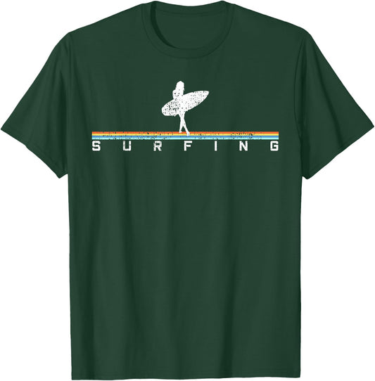 Surfer Surf Surfboard Vintage Retro Style T-Shirt - T-Shirt | Forest