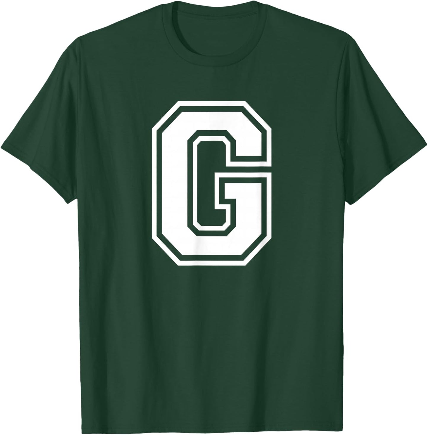 Letter G Name Initial Varsity Alphabet Monogram T-Shirt - T-Shirt | Forest