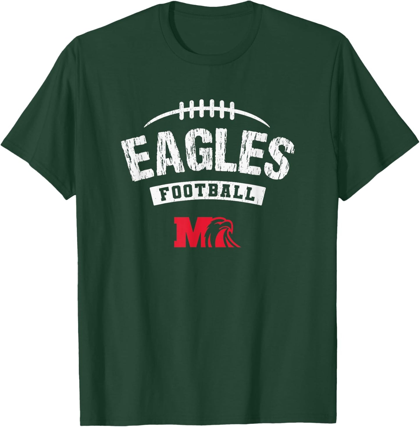 Milford Eagles Logo Football Distressed HS T-Shirt - T-Shirt | Forest