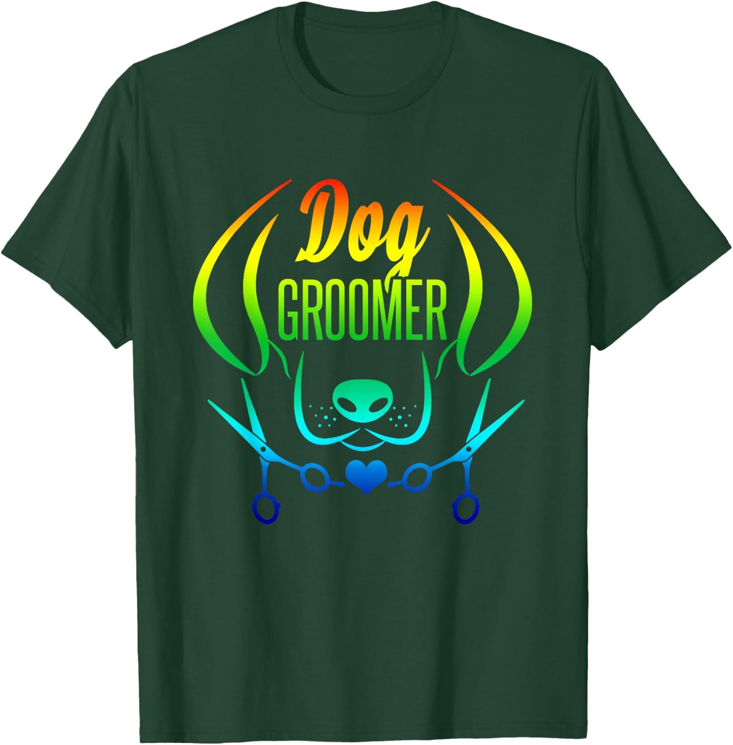 Cute Dog Groomer Rainbow Women Dog Grooming T-Shirt - T-Shirt | Forest