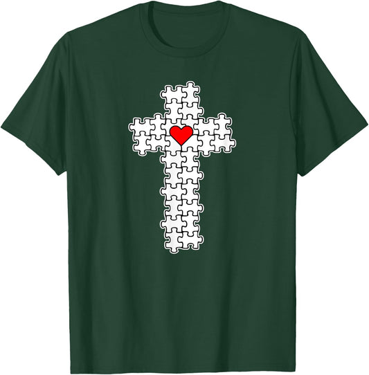 Christian Cross Puzzle - Christian T Shirt T-Shirt - T-Shirt | Forest