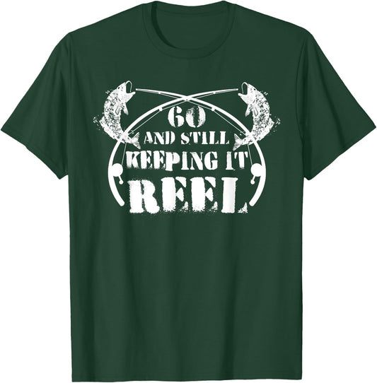 60th Birthday Fishermen Fishing Fish Lover Vintage T-Shirt - T-Shirt | Forest