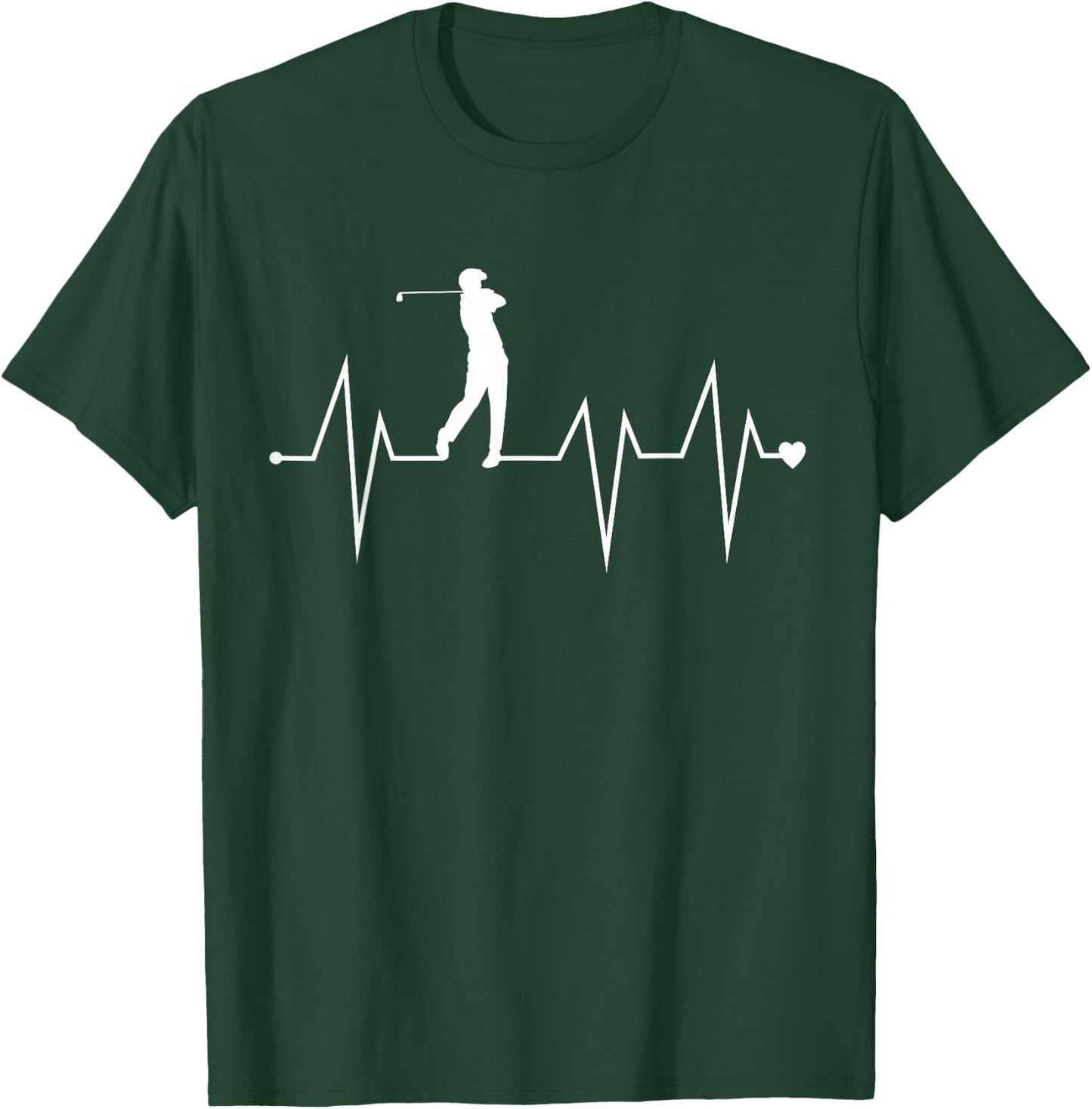 Funny Golf Player Golfer Heartbeat Heart Pulse Rate EKG T-Shirt - T-Shirt | Forest