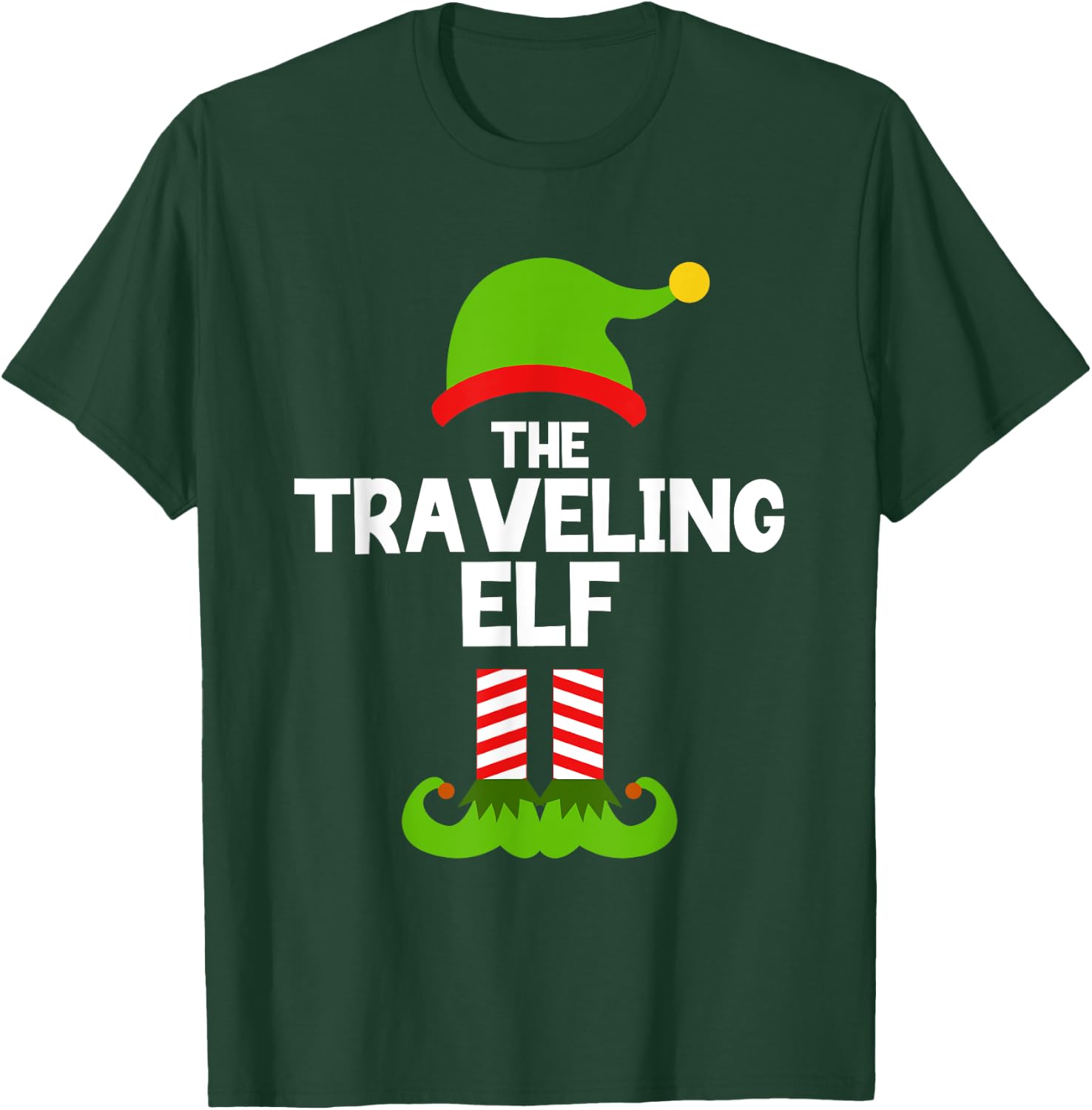 Funny The Traveling Elf Christmas Family Pajama Travel T-Shirt - T-Shirt | Forest