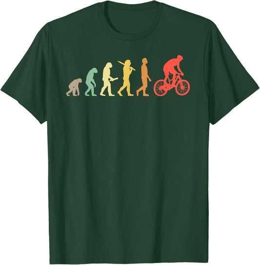 Retro Mountain Biking Evolution Gift Mountain Bikers T-Shirt - T-Shirt | Forest