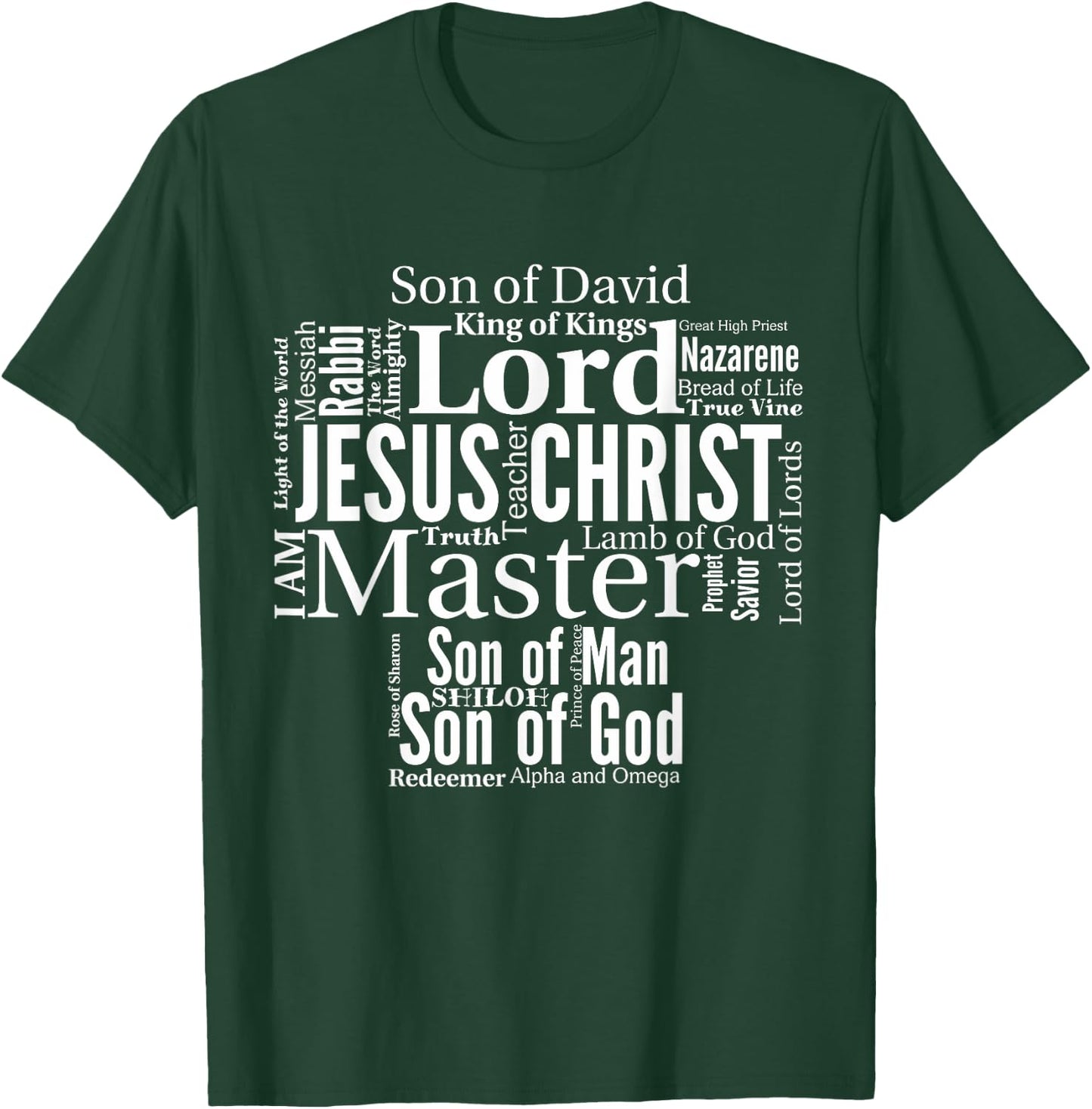 The Names of Jesus white text T-Shirt - T-Shirt | Forest