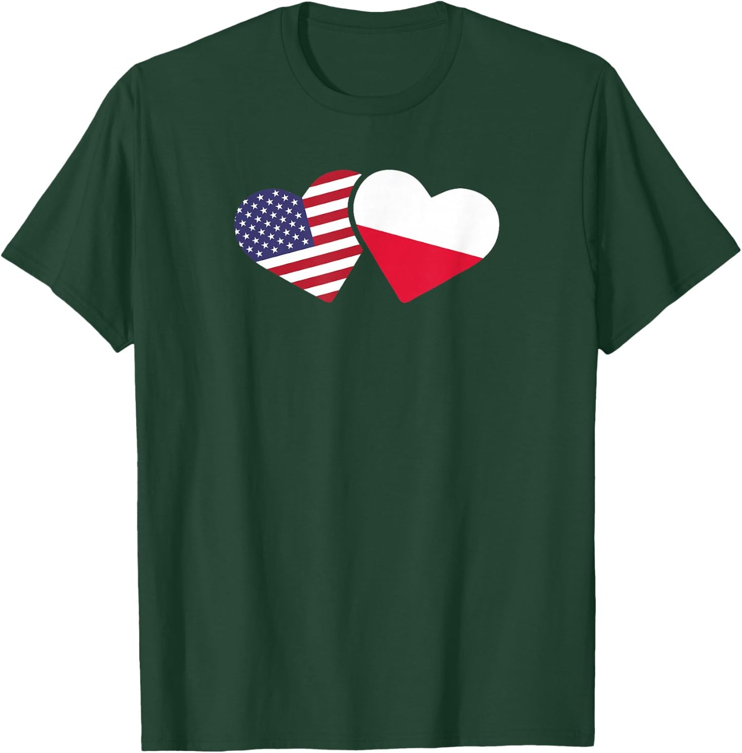 Poland USA Flag T Shirt Heart Polish American Love T-Shirt - T-Shirt | Forest