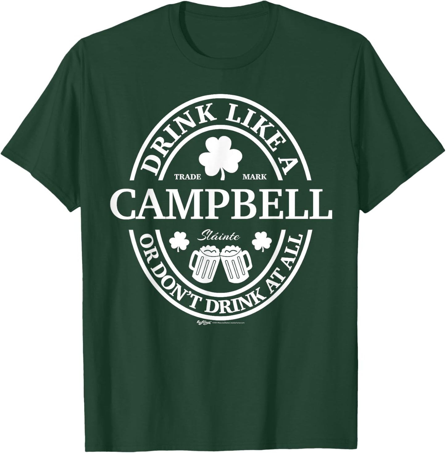 Drink Like A Campbell Shamrock St Patricks Day T-Shirt - T-Shirt | Forest
