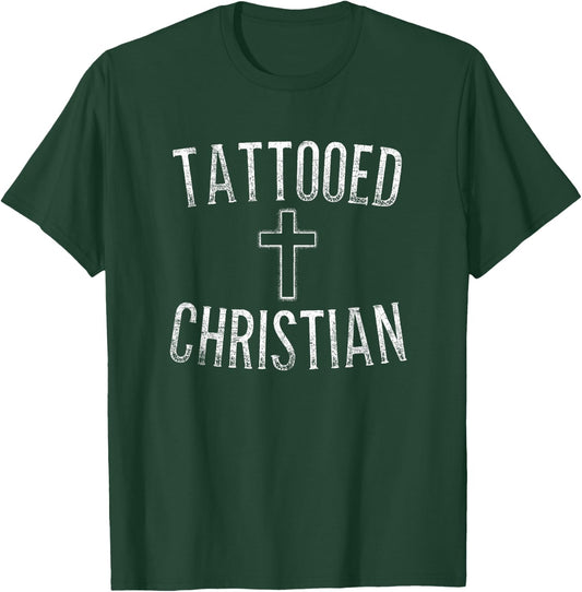 Tattooed Christian Religious Biker Motorcycle Cross T Shirt T-Shirt - T-Shirt | Forest