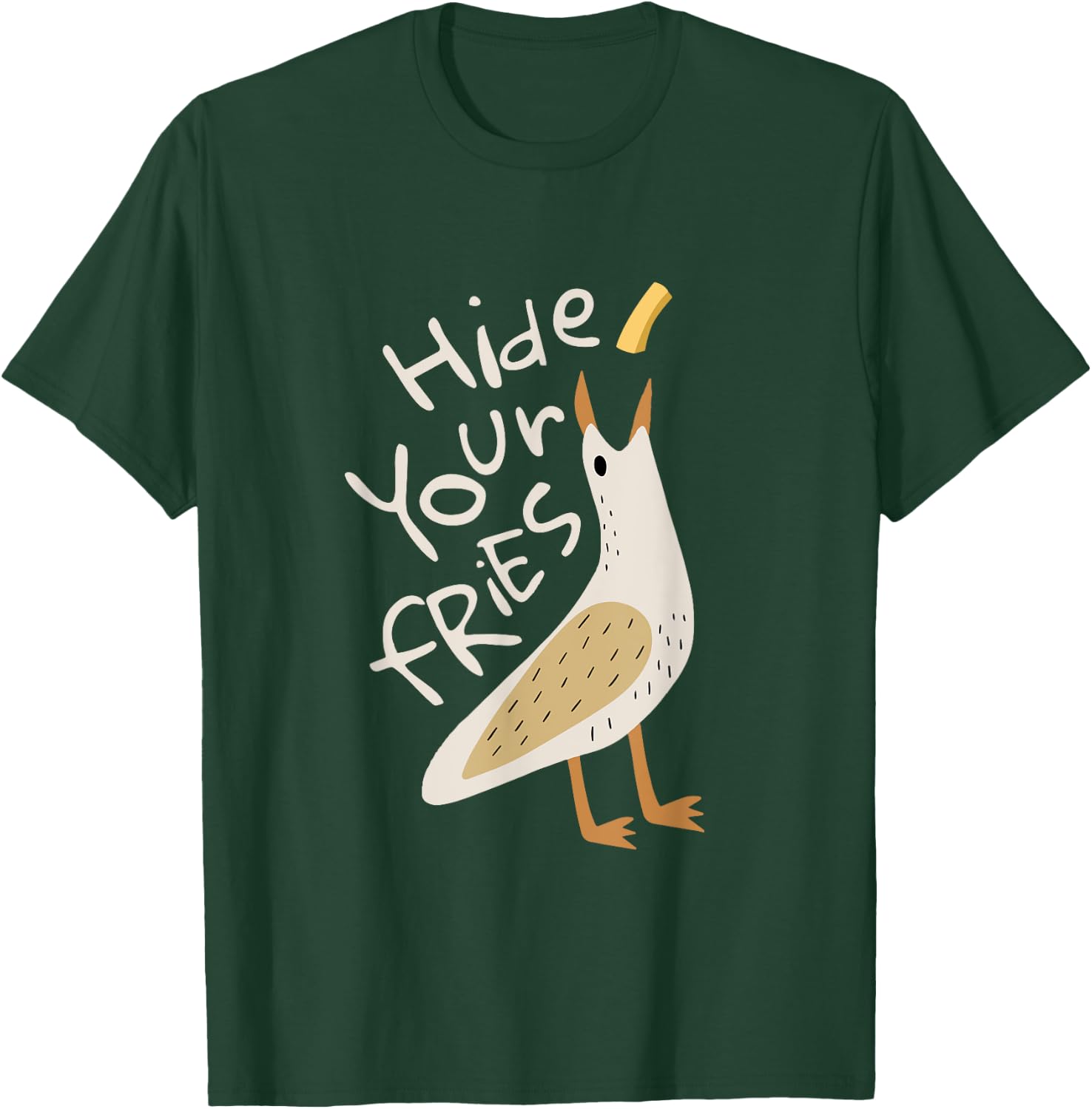 Hide Your Fries Funny Seagull Whimsical Food Humor T-Shirt - T-Shirt | Forest