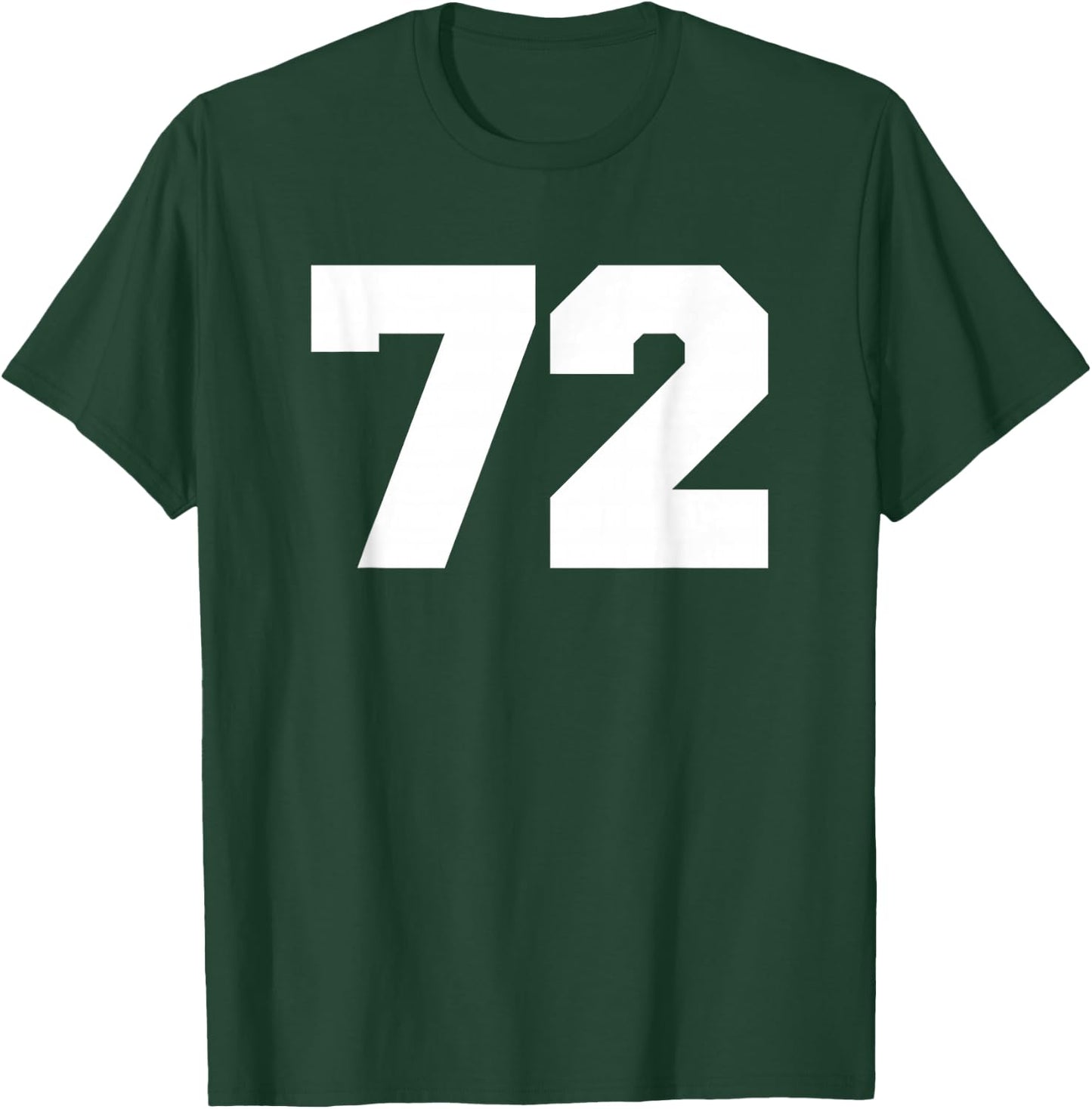 Number 72 Sports Jersey Player #72 Fan FRONT Print Varsity T-Shirt - T-Shirt | Forest