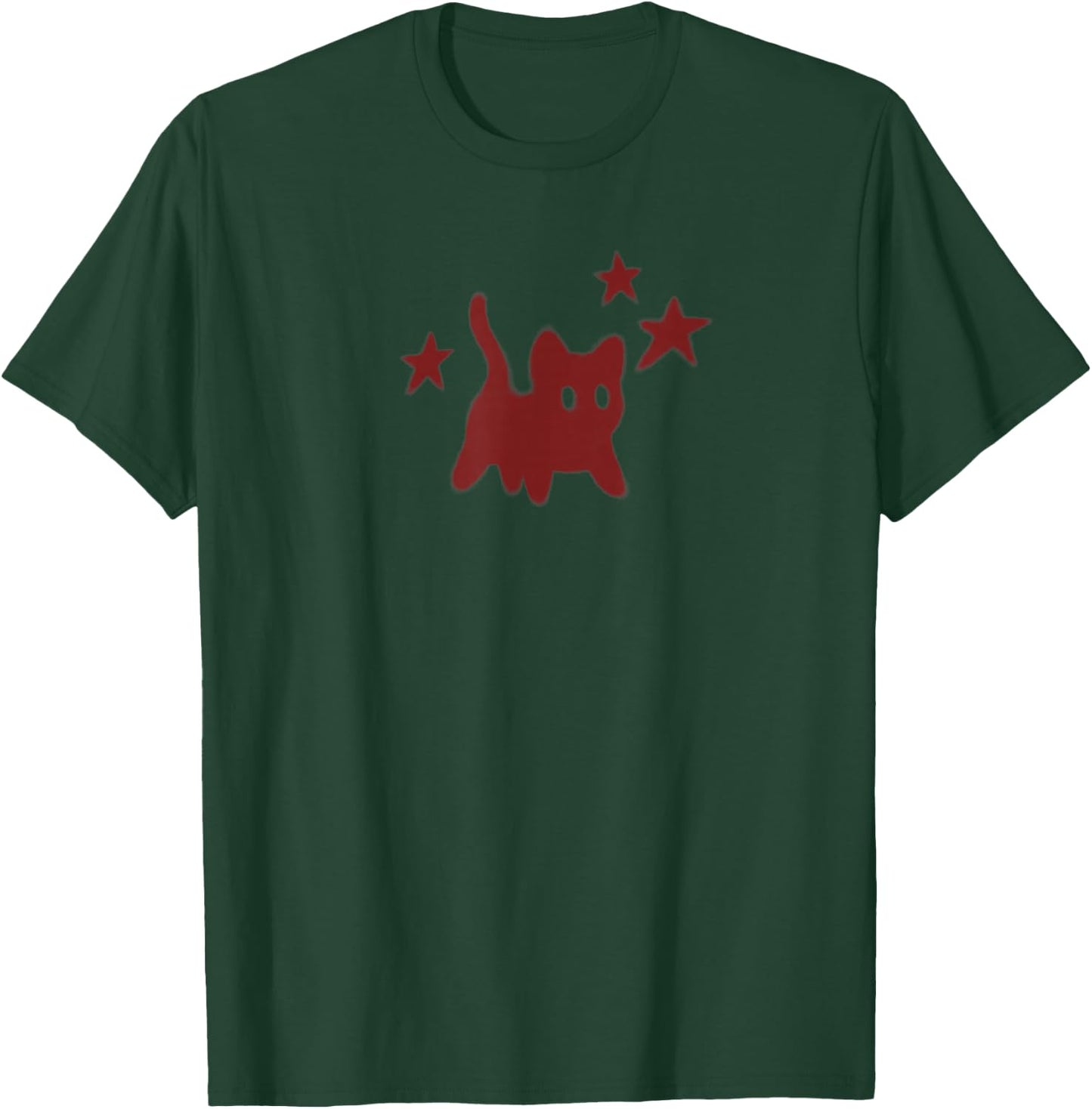 90s Y2K Scary Cat Tomcat is Scared under Starry T-Shirt - T-Shirt | Forest