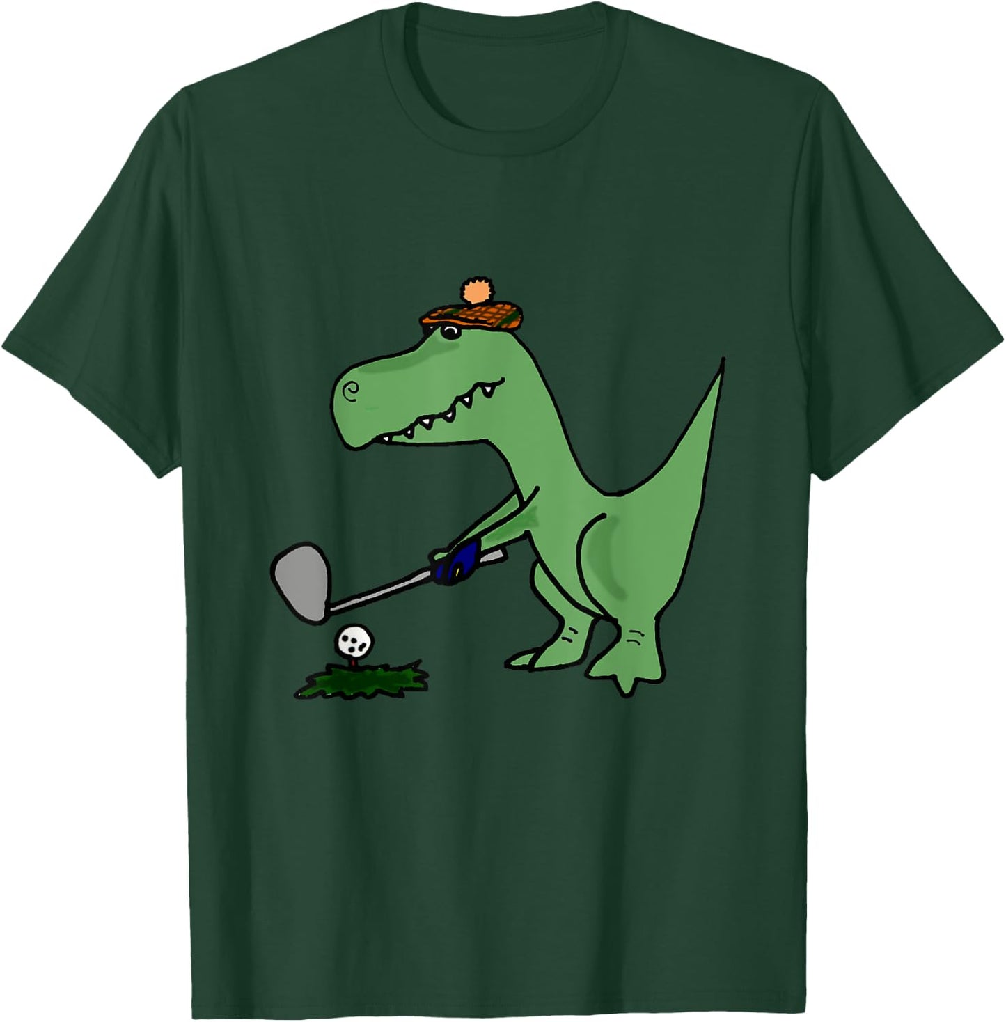 Smiletodaytees Funny T-Rex Dinosaur Playing Golf T-Shirt - T-Shirt | Forest
