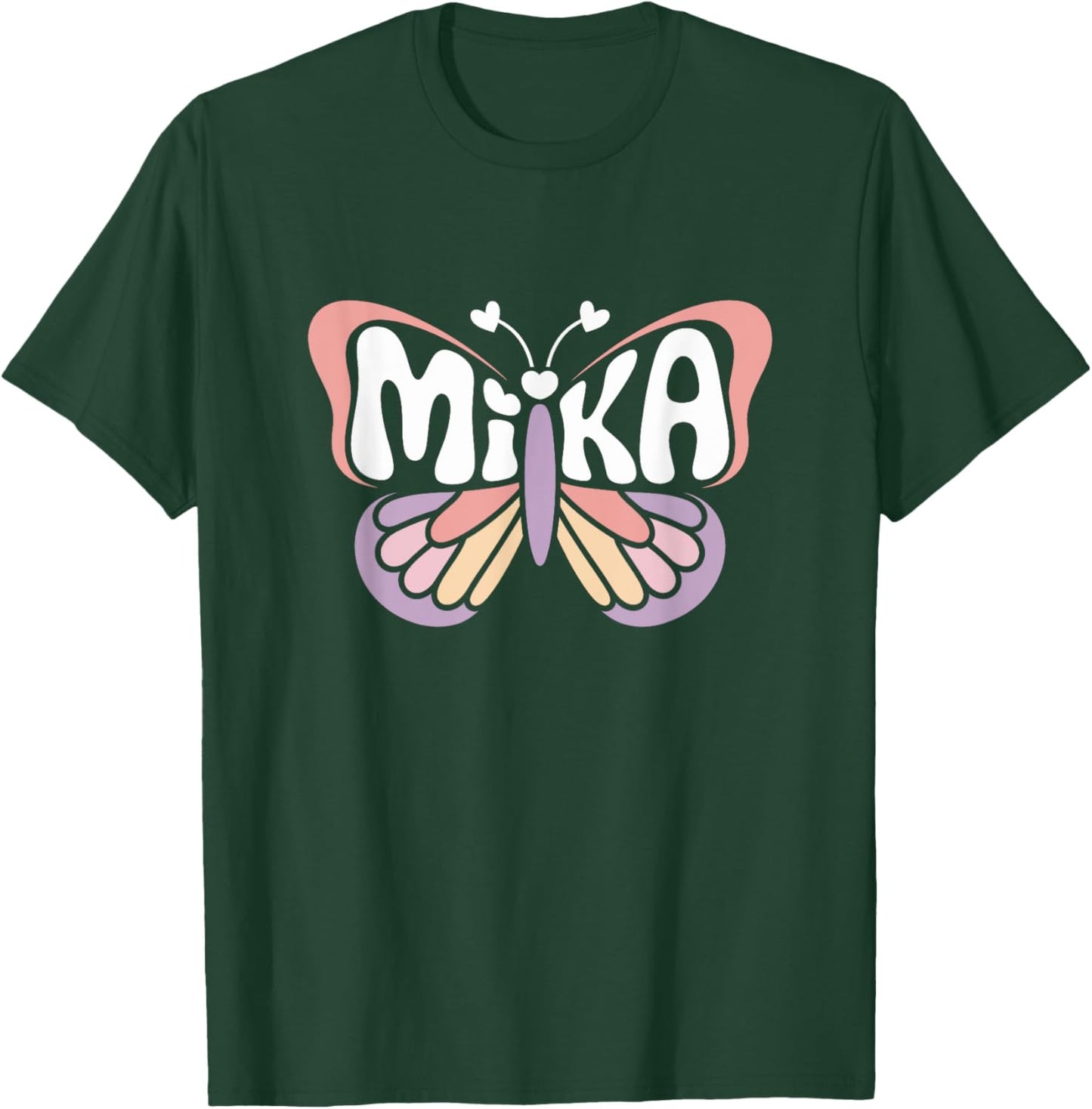Mika Butterfly - Personalized Cute Name Word Art T-Shirt - T-Shirt | Forest