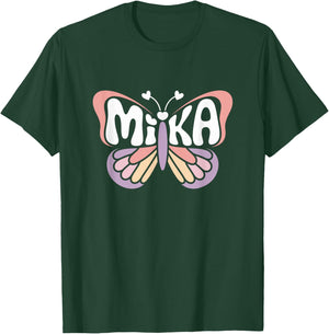 Mika Butterfly - Personalized Cute Name Word Art T-Shirt - T-Shirt | Forest