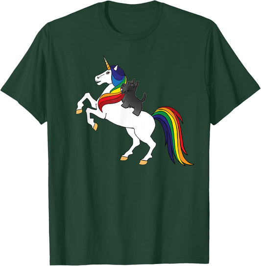 Cute Kid Girls Rainbow Unicorn Scottish Terrier Lover T-Shirt - T-Shirt | Forest
