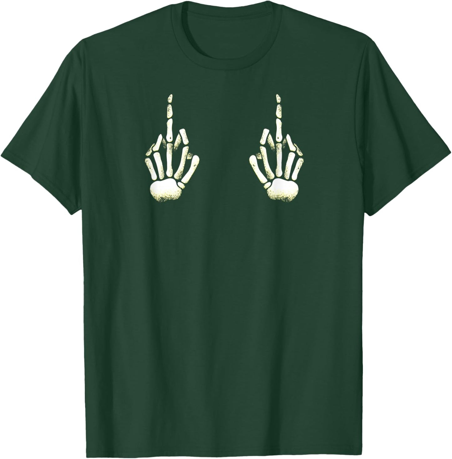 Skeleton Middle Finger Hands Boobs Halloween Fuck off T-Shirt - T-Shirt | Forest