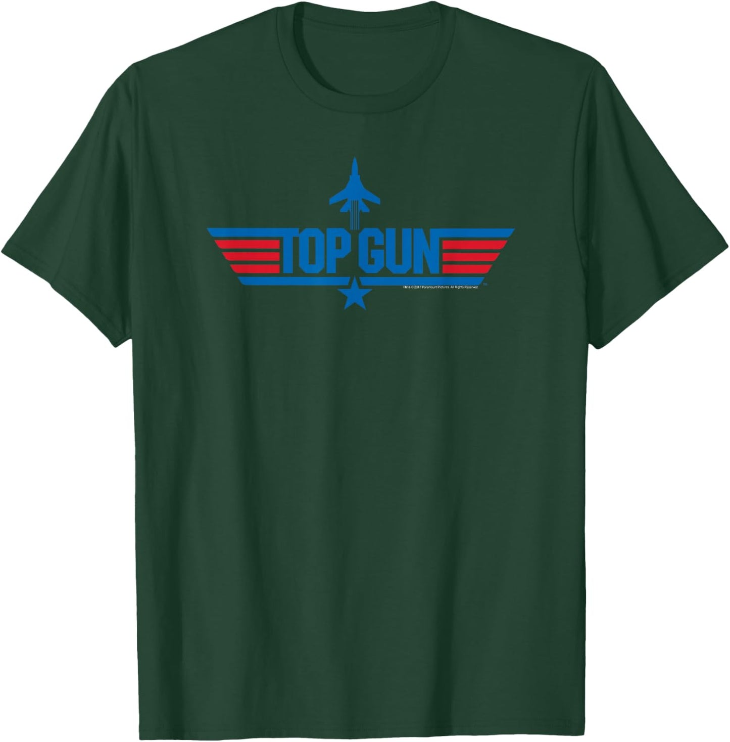 Top Gun Long Logo with Jet Red and Blue Action Movie T-Shirt - T-Shirt | Forest