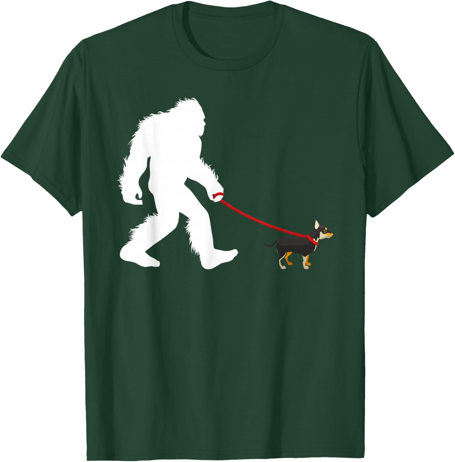 Bigfoot Walking Chihuaha Dog Walker T-Shirt - T-Shirt | Forest