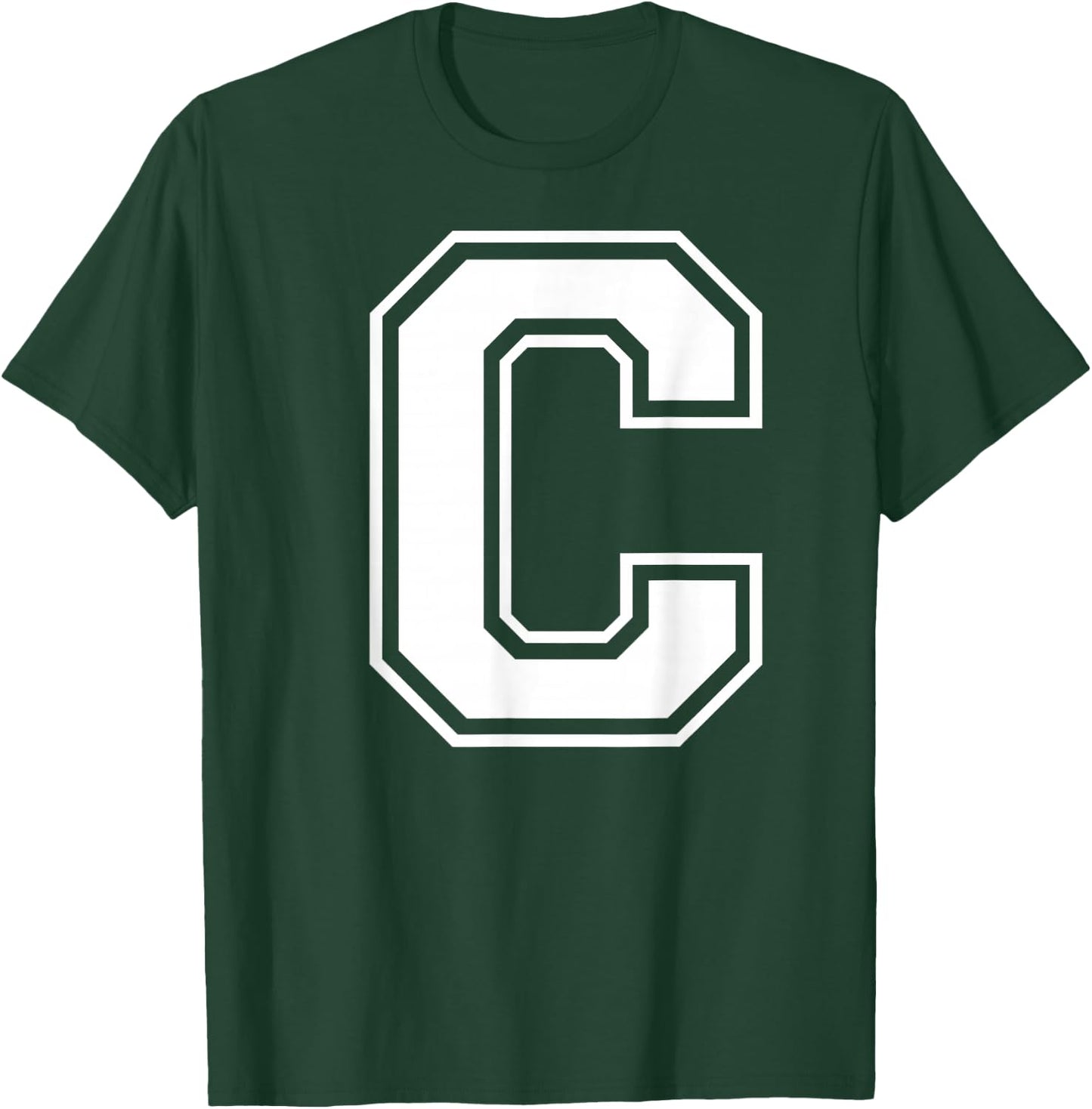 Letter C Capital Alphabet College Varsity Monogram Club T-Shirt - T-Shirt | Forest