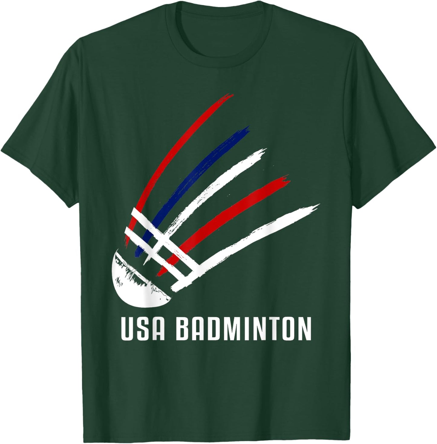USA Badminton Shuttlecock Red White Blue T-Shirt - T-Shirt | Forest