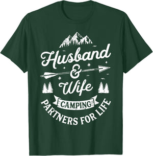 Husband and Wife Camping Partners For Life T shirt Men Women T-Shirt - T-Shirt | Forest