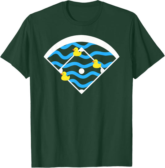 Ducks Left on the Pond Funny Baseball Field T-Shirt - T-Shirt | Forest